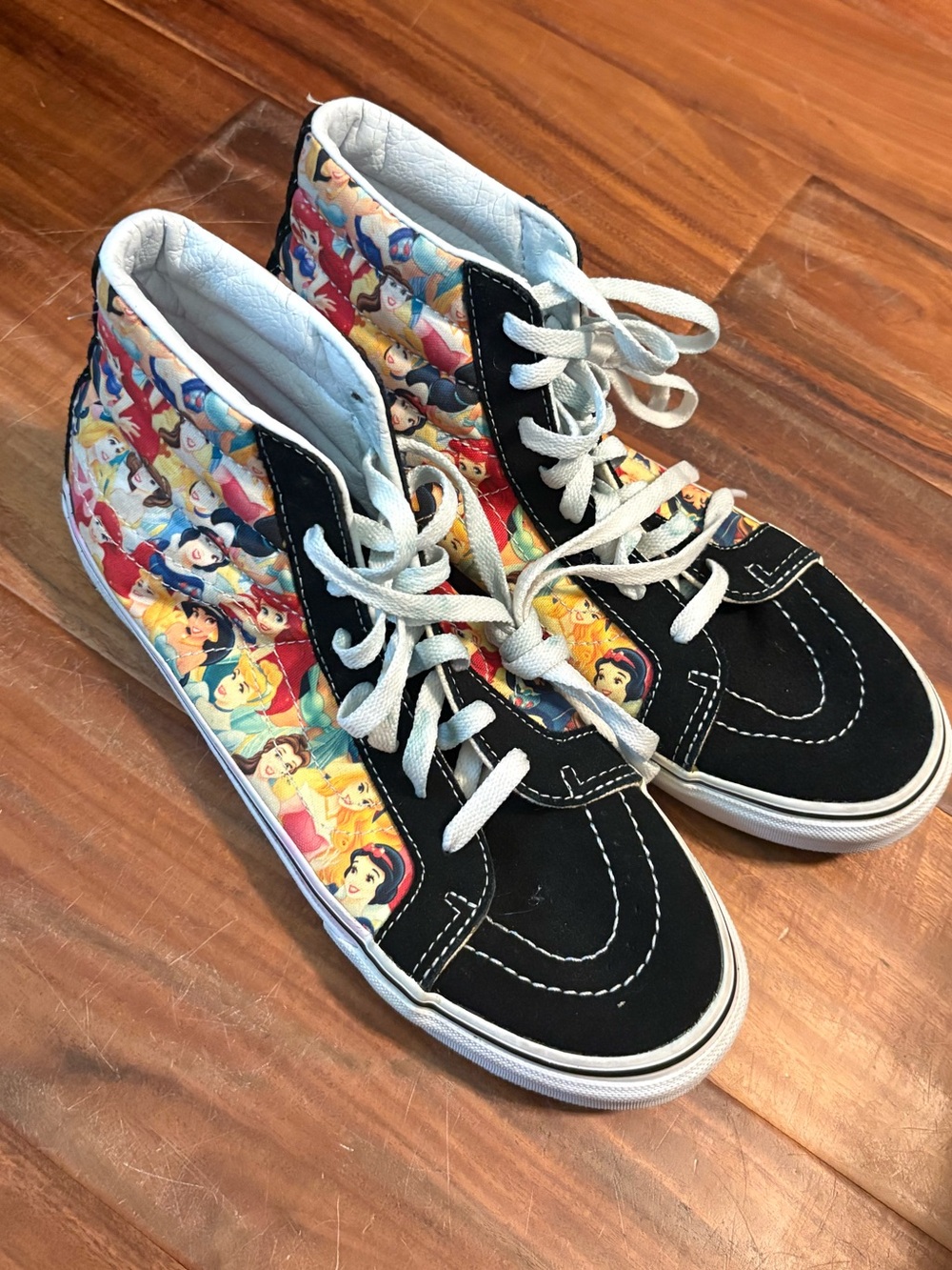 Disney x Vans Sk8-Hi Princess Sneakers Women 9.5 Men 8 Black Multicolor